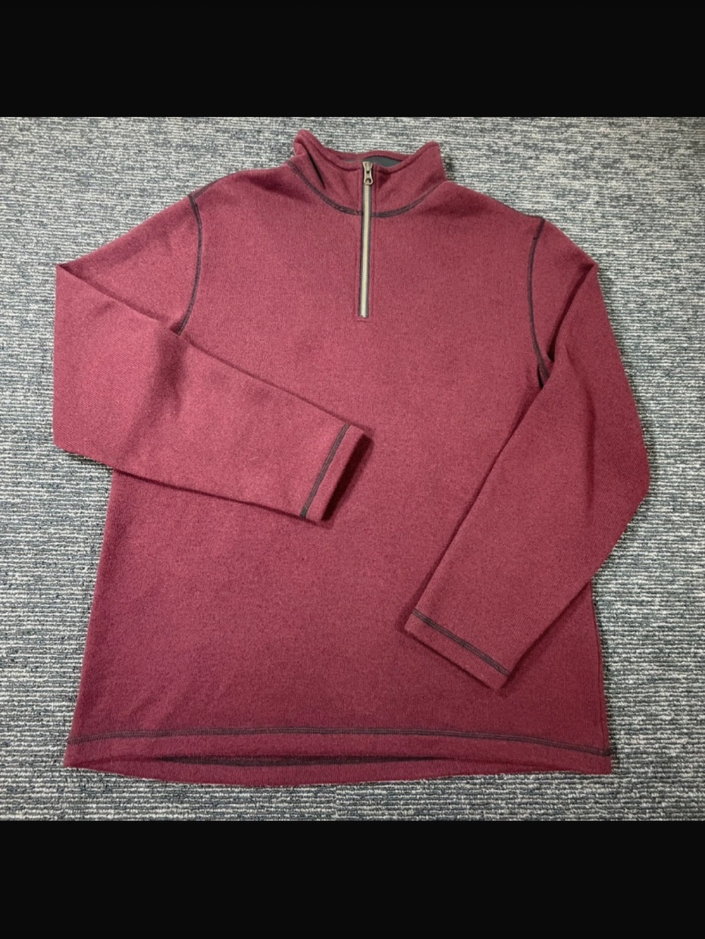 Men's Arrow Half-Zip Long Sleeve Size Large Sweater Pullover in Burgundy